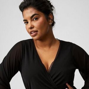 Torrid Black Wrap Blouse with Long Sleeves